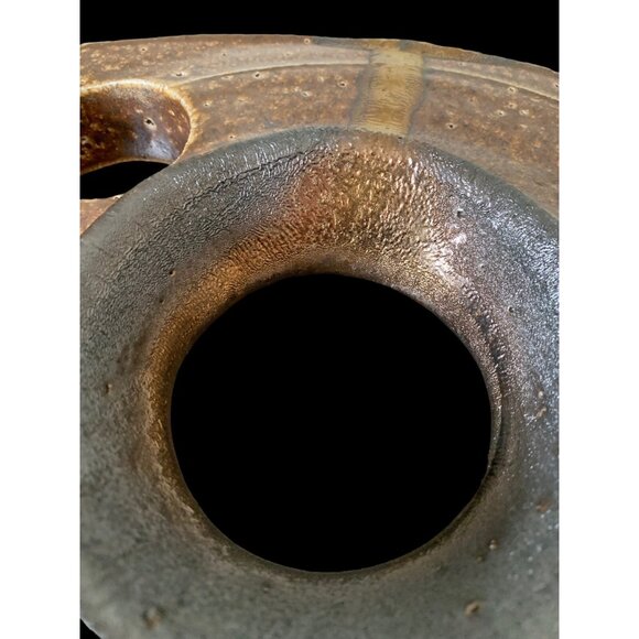 OREGON TOM ROHR ART POTTERY CERAMIC GEAR Large Footed Triangle SCULPTURE SIGNED - Picture 2 of 11